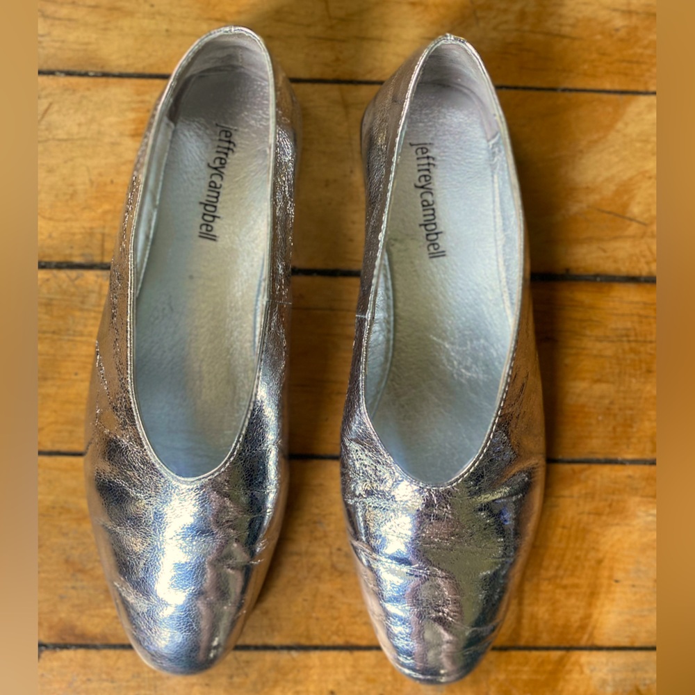 Jeffrey Campbell Metallic Silver Leather Flats